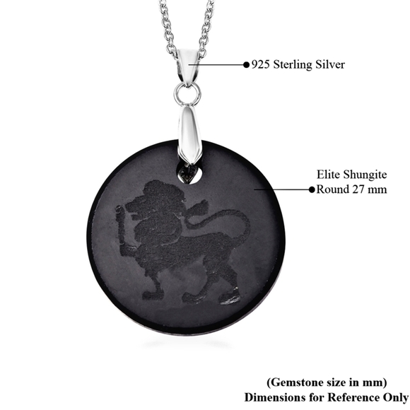 LEO Zodiac Pendant ✦ 24.20 CTW Shungite ✦ 925 Sterling Silver 18" Princess Chain - Picture 4 of 8